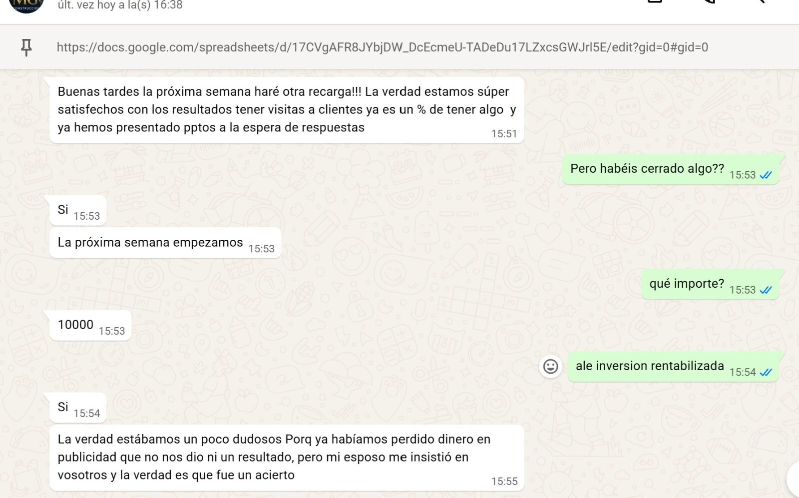 Cliente: obra de 10.000€ cerrada