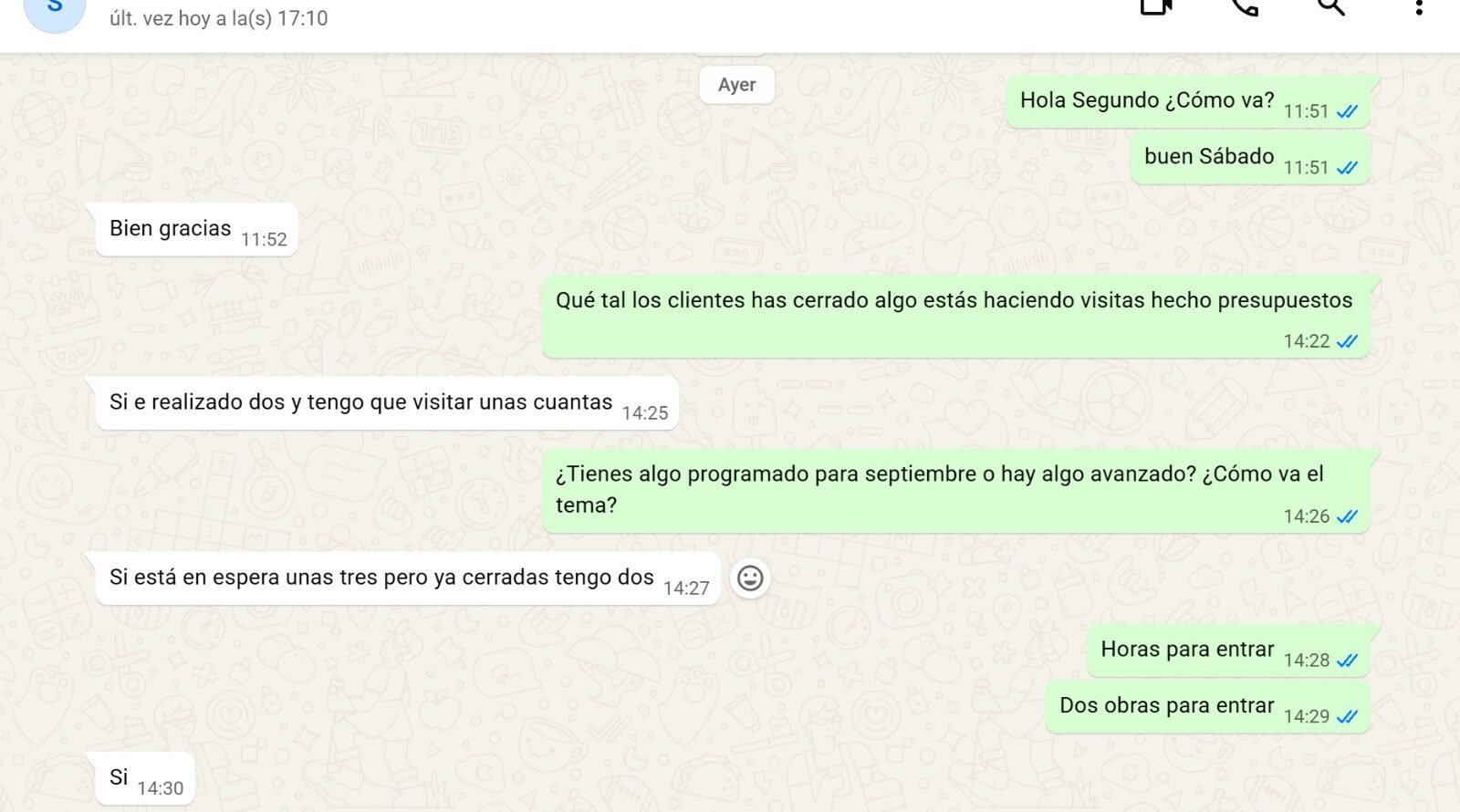 Cliente Segundo: 2 obras cerradas y 3 en espera